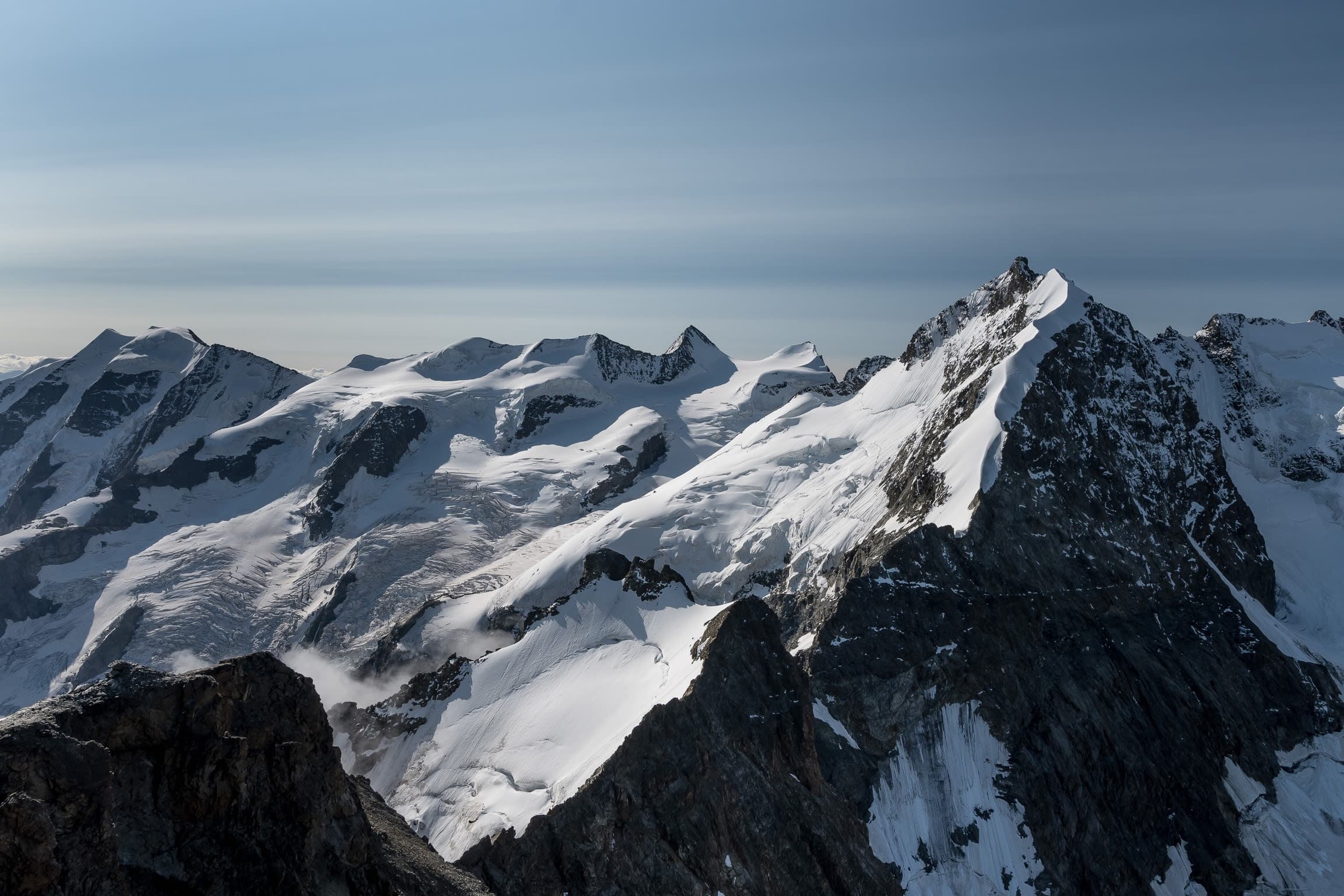 Piz Bernina Biancograt 4049 m ü.M. und Piz Palü 3900 m ü.M.